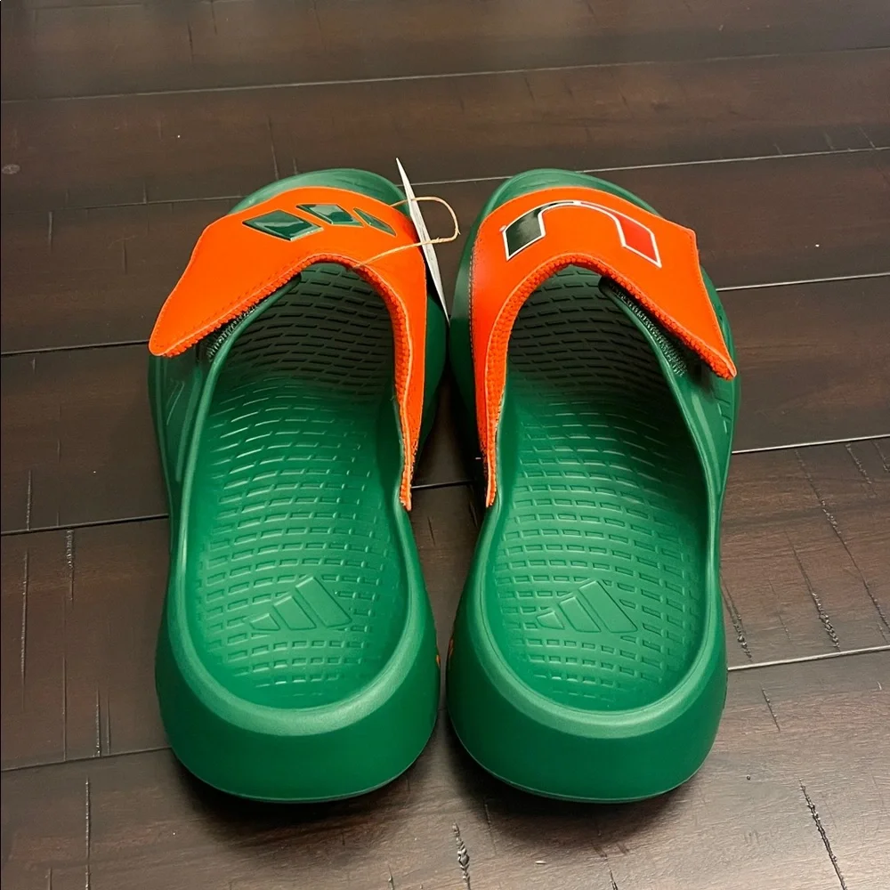 Adidas Lightblaze Miami Hurricanes Slides Sandals Shoes IH7117 new Mens Size 11